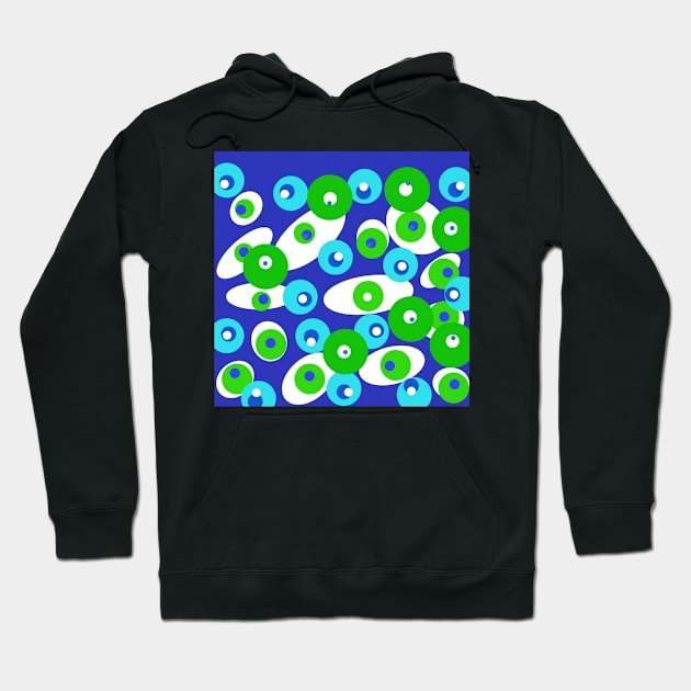 Ode to Summer - abstract in Blues and Greens and White Hoodie by Krusty